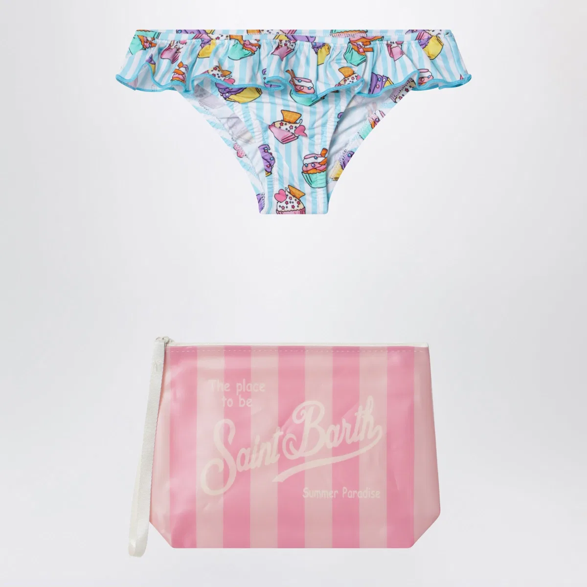 Mc2 Saint Barth Light Blue Striped Swim Briefs With Pouc