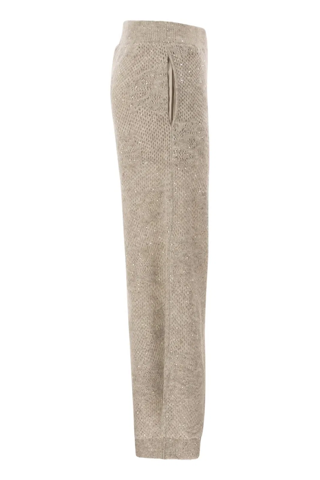 Brunello Cucinelli Open-Knit Trousers With Sequins