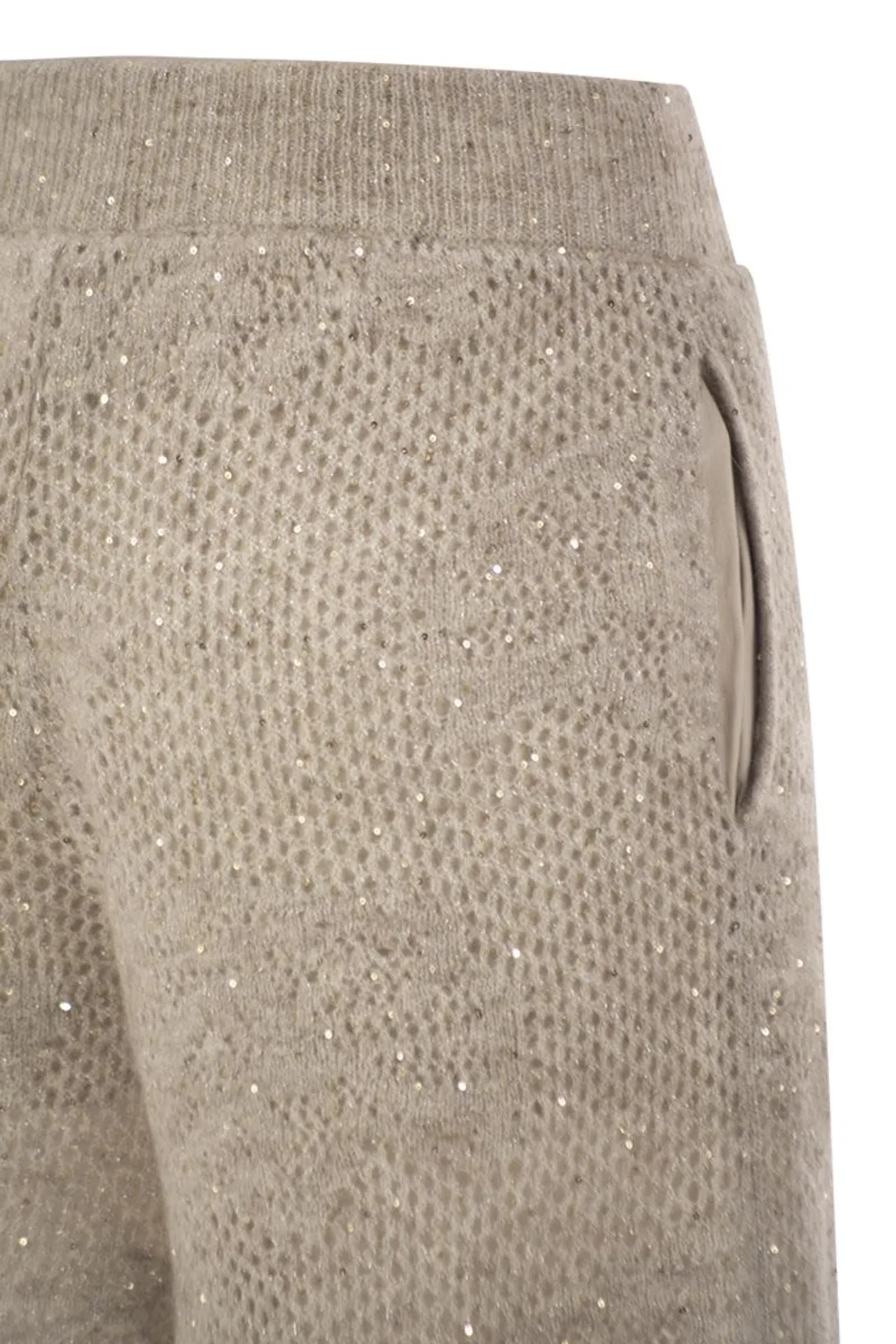 Brunello Cucinelli Open-Knit Trousers With Sequins