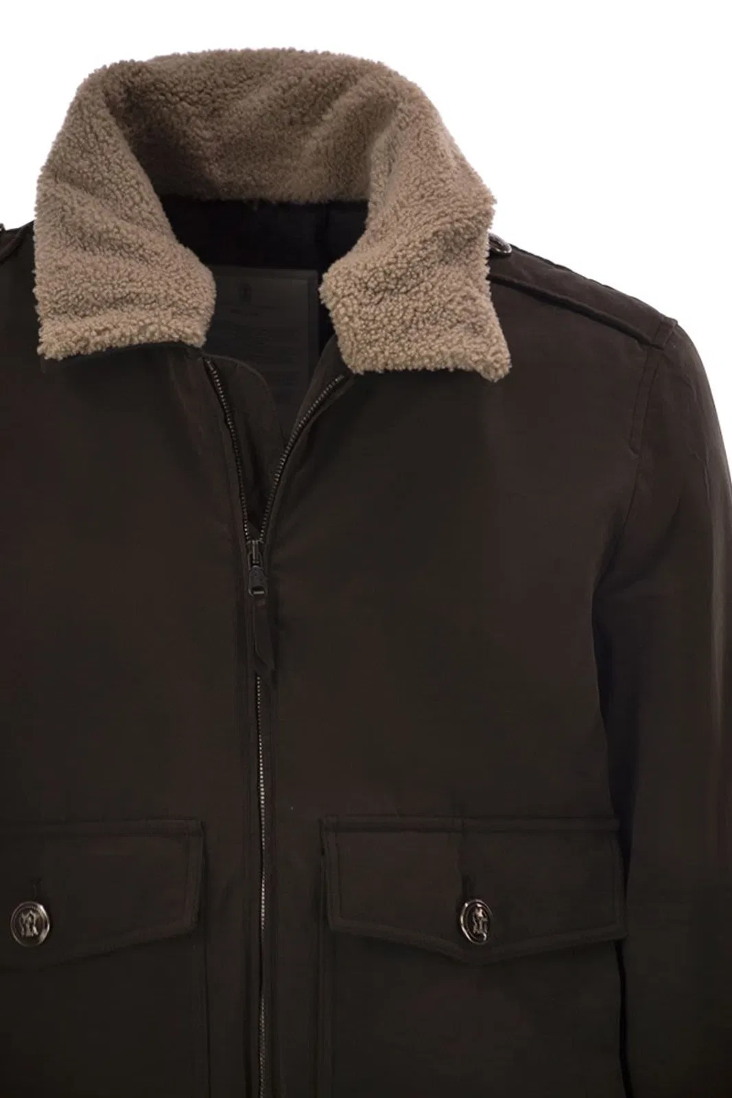 Brunello Cucinelli Padded Bomber Jacket With Shearling Coll