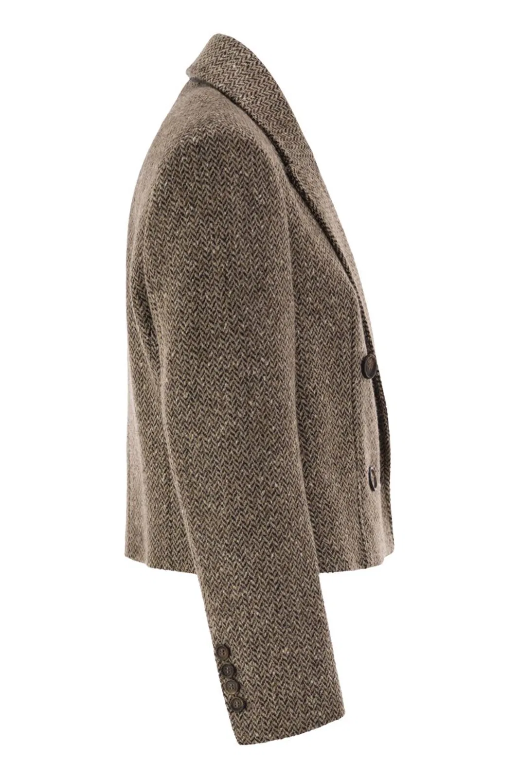 Brunello Cucinelli Double-Breasted Herringbone Blazer With 