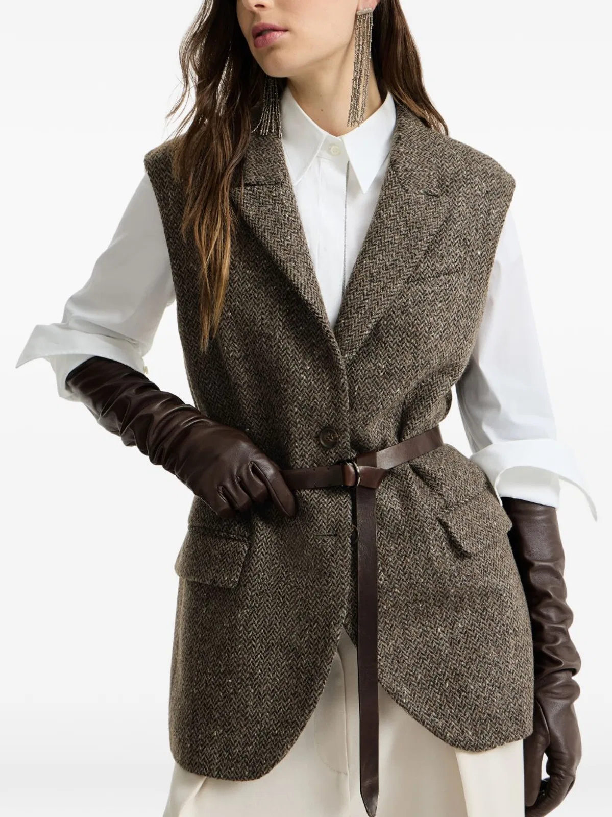 Brunello Cucinelli Brown Brunello Cucinelli Chevron Virgin 