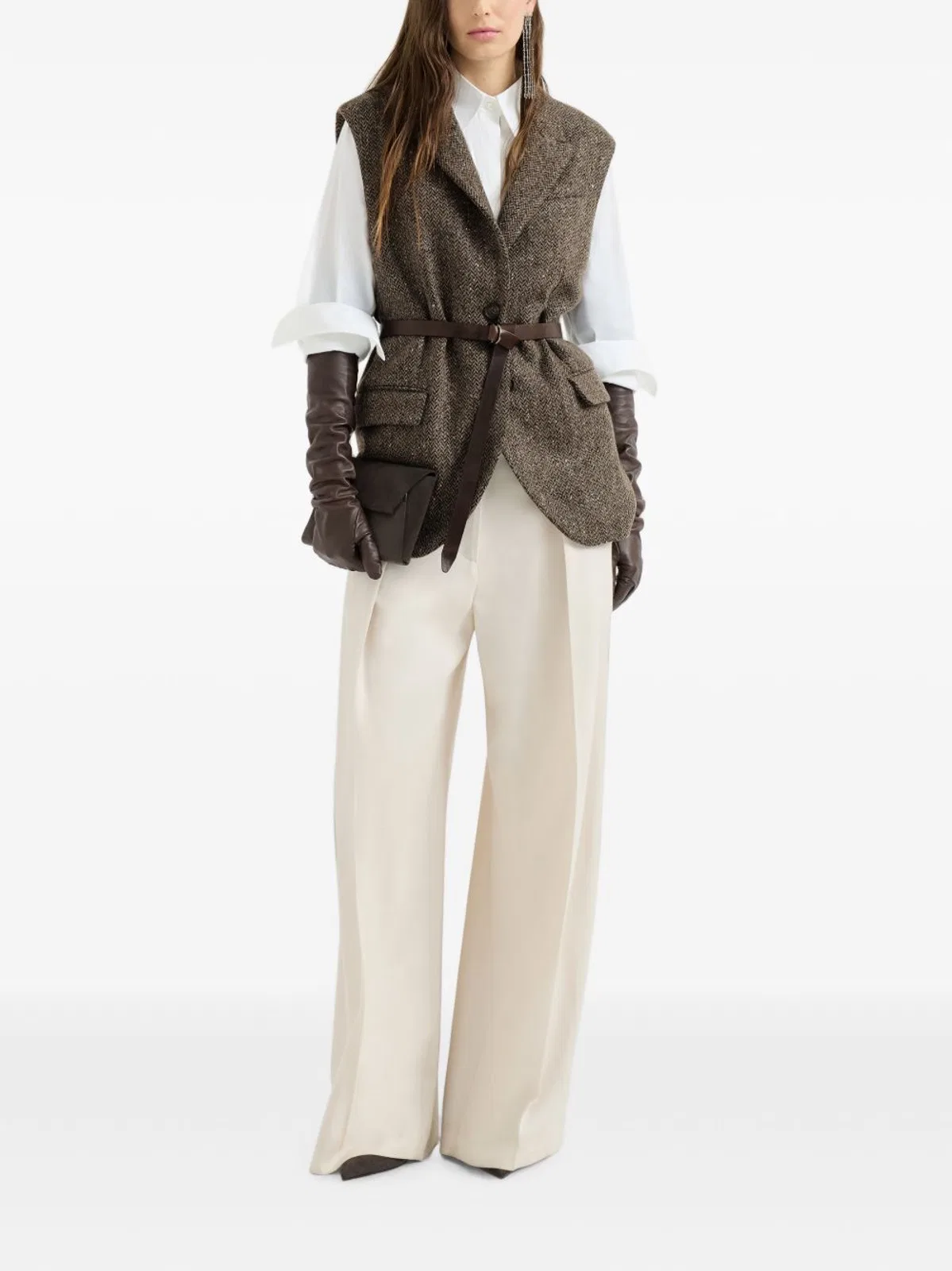 Brunello Cucinelli Brown Brunello Cucinelli Chevron Virgin 