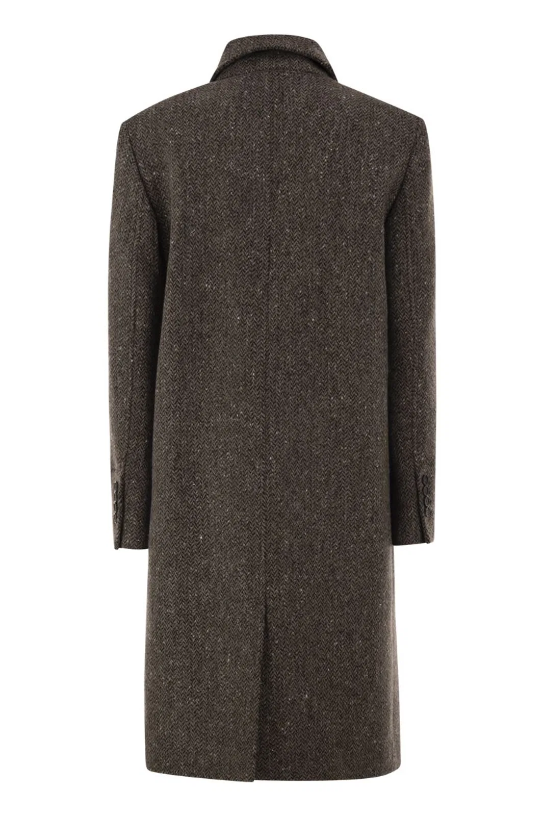 Brunello Cucinelli Double-Breasted Herringbone Tweed Coat W