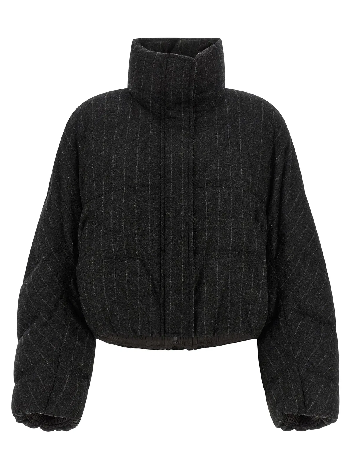 Brunello Cucinelli Micro Sequin Pinstriped Crop Down Jacket