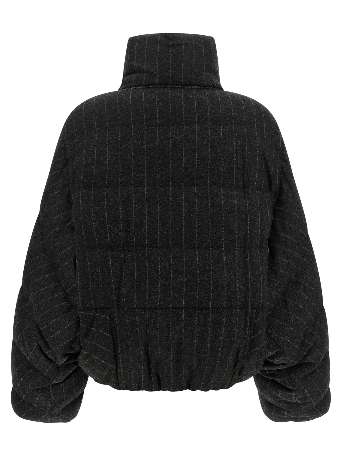 Brunello Cucinelli Micro Sequin Pinstriped Crop Down Jacket