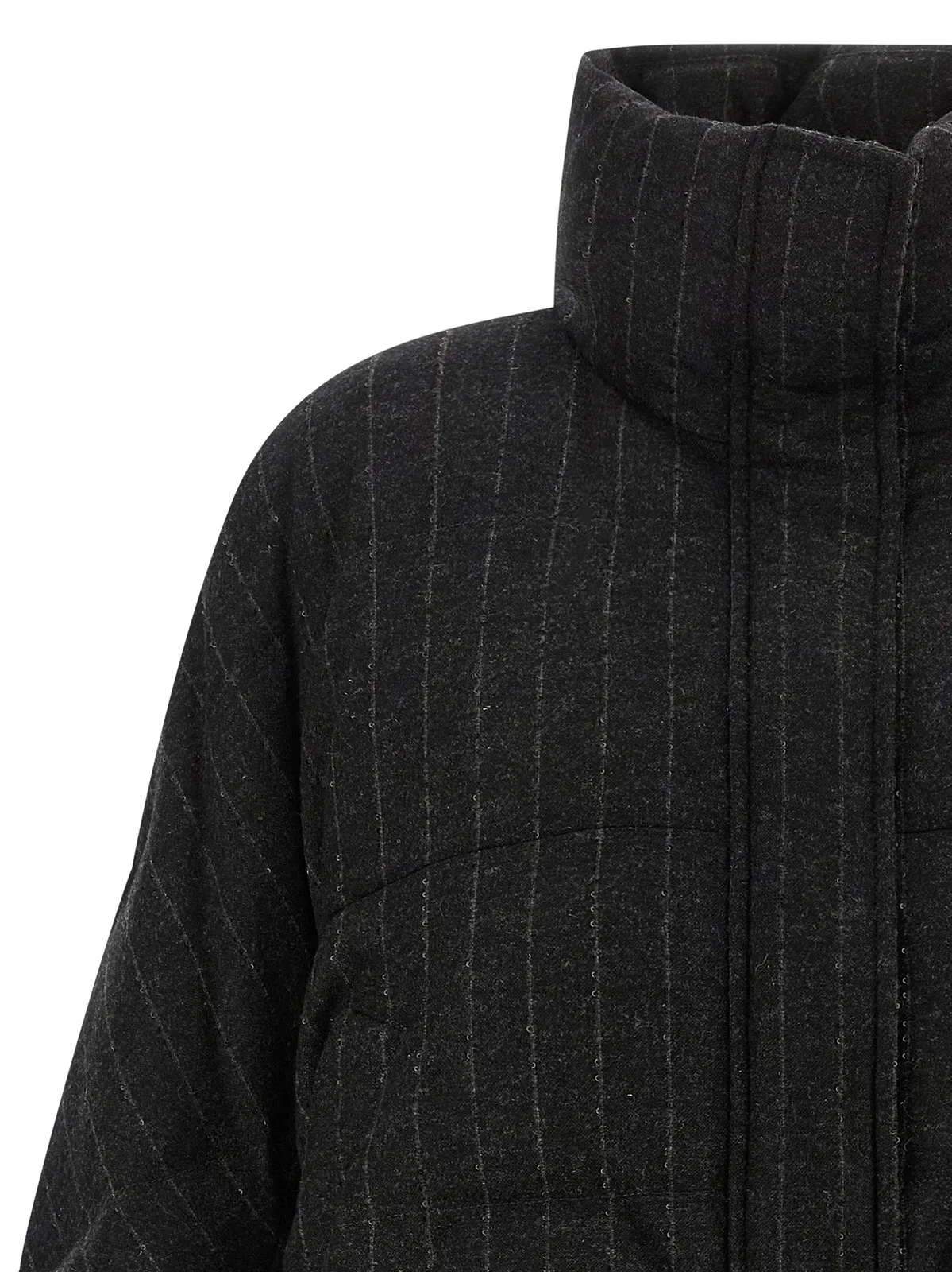 Brunello Cucinelli Micro Sequin Pinstriped Crop Down Jacket