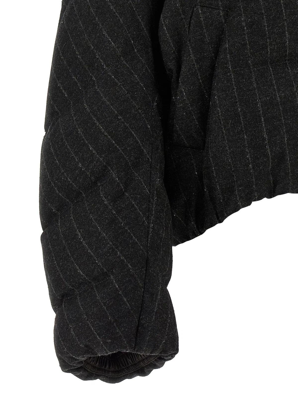 Brunello Cucinelli Micro Sequin Pinstriped Crop Down Jacket