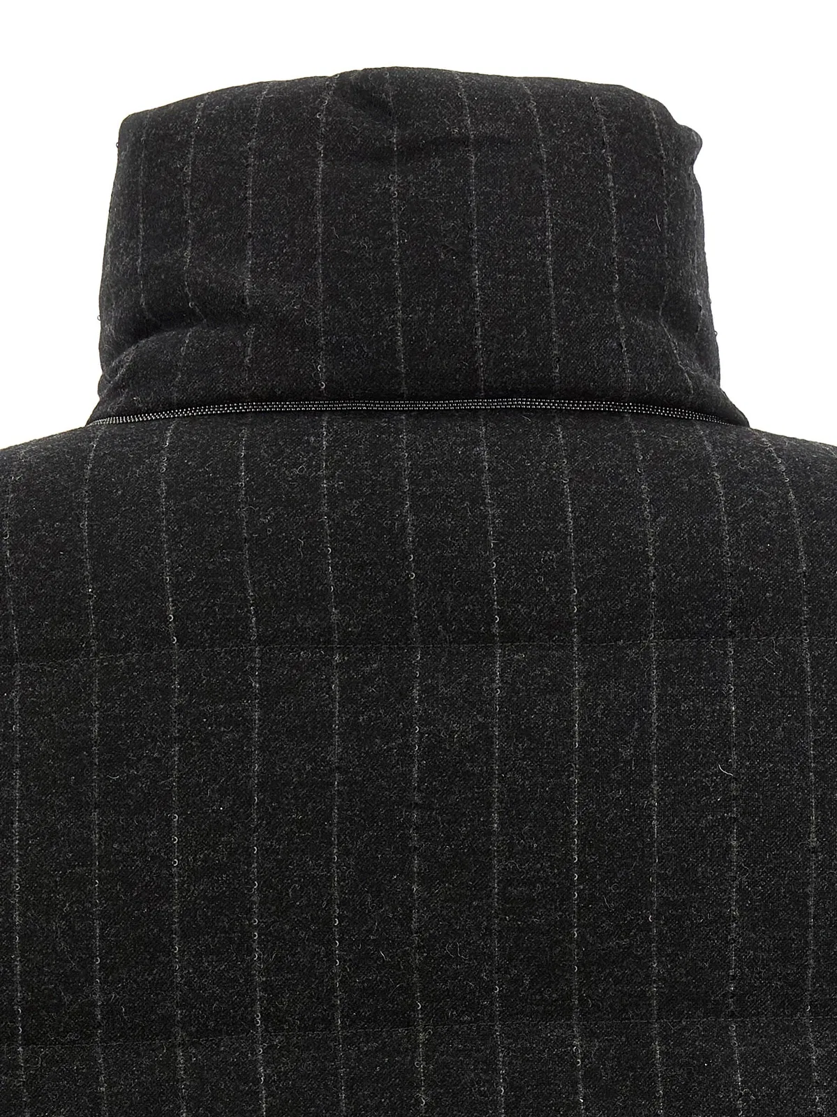 Brunello Cucinelli Micro Sequin Pinstriped Crop Down Jacket