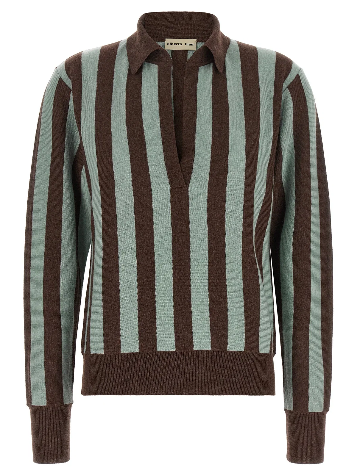 Alberto Biani Striped Knit Polo Shirt