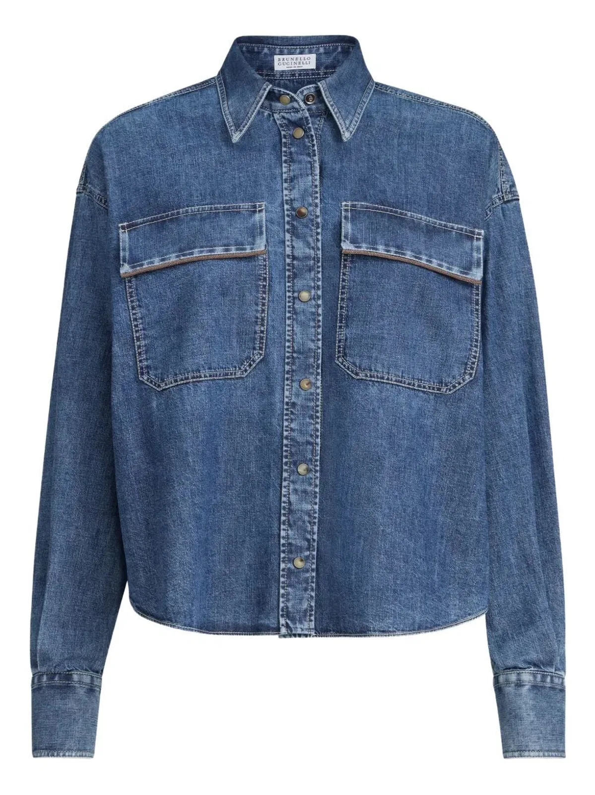 Brunello Cucinelli Cropped Denim Shirt With Patch Pockets
