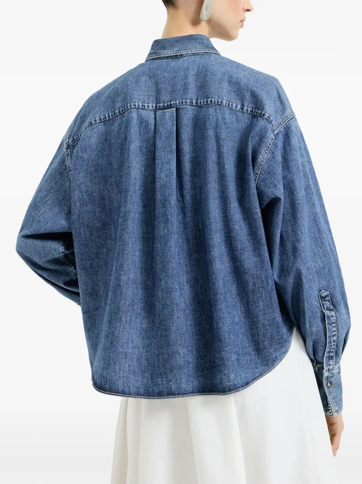 Brunello Cucinelli Cropped Denim Shirt With Patch Pockets