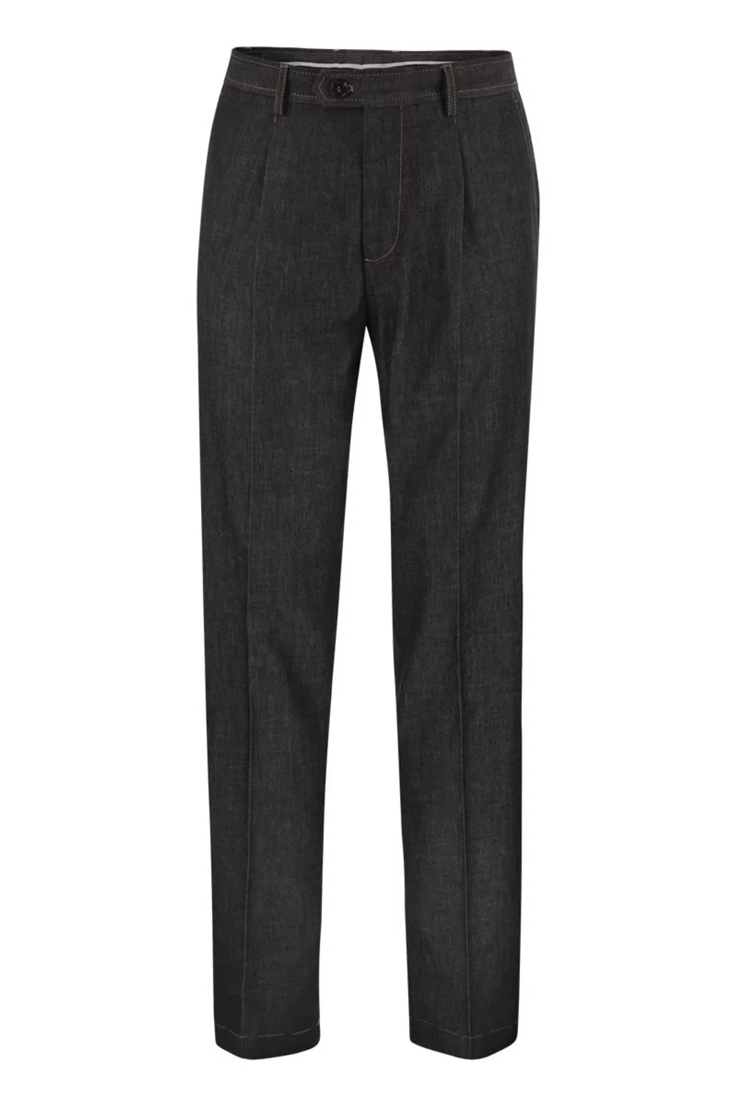 Brunello Cucinelli Tailored Cotton Denim Trousers With Plea