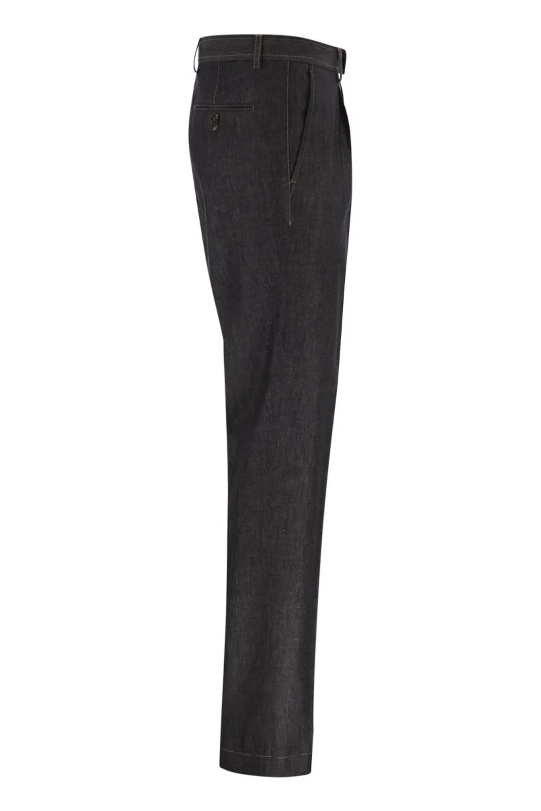 Brunello Cucinelli Tailored Cotton Denim Trousers With Plea