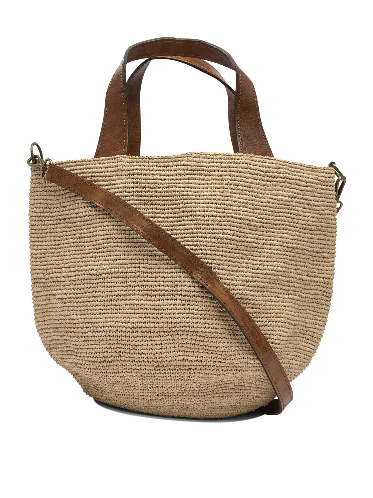 IBeliev Beige Raffia Leather Handbag