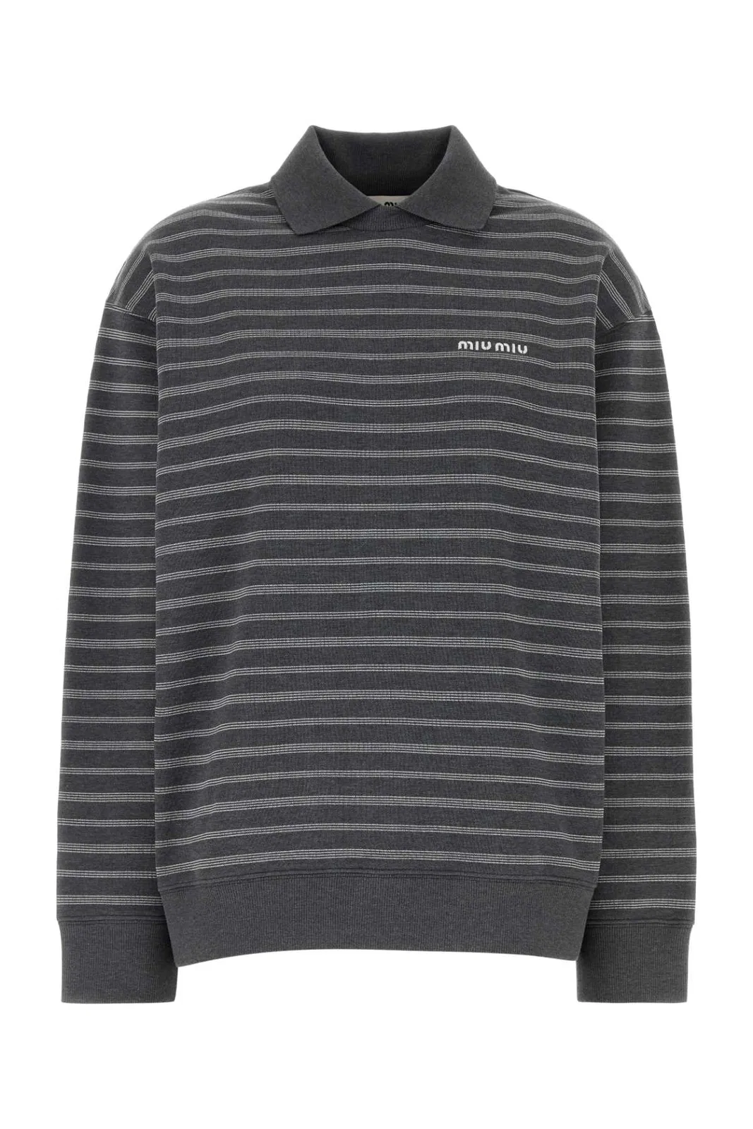 Miu Miu Embroidered Cotton Oversize Polo Shirt