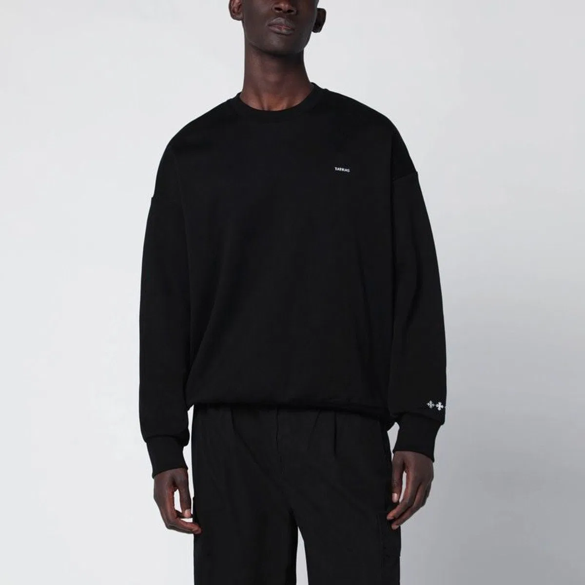 Tatras Black Cotton Sweatshirt With Embroidered
