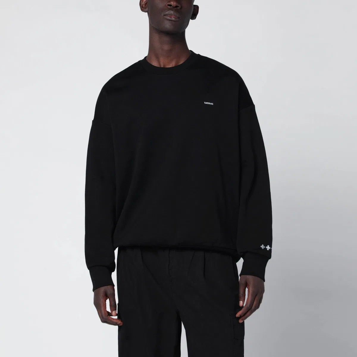 Tatras Black Cotton Sweatshirt With Embroidered