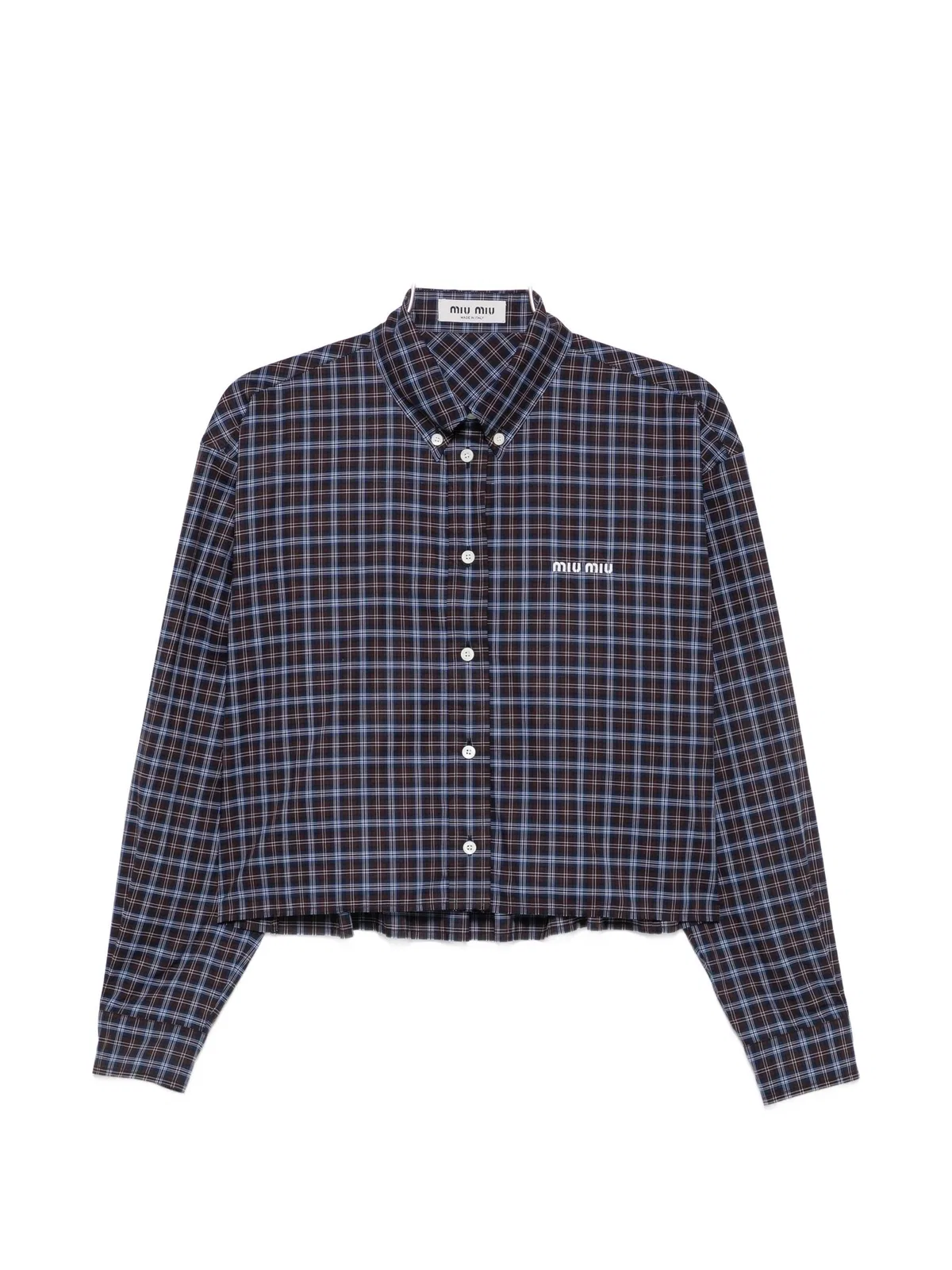 Miu Miu Check-Print Logo-Patch Shirt