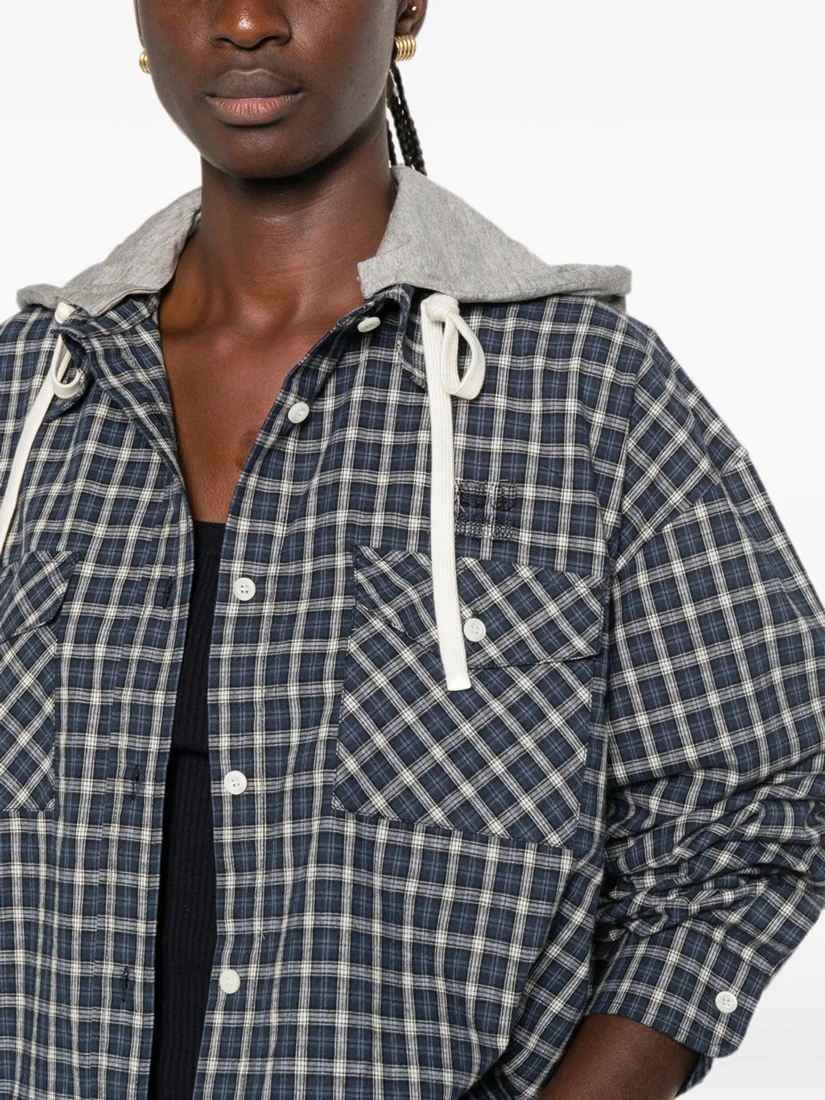 Miu Miu Embroidered Flannel Shirt