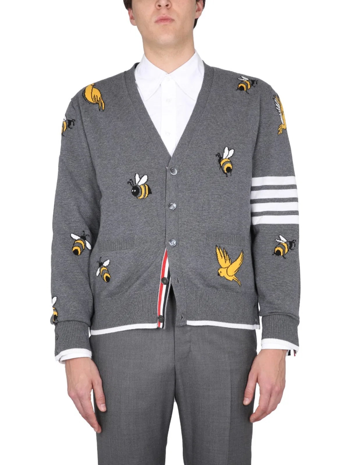 Thom Browne Cardigan With Birds And Bees Inlays