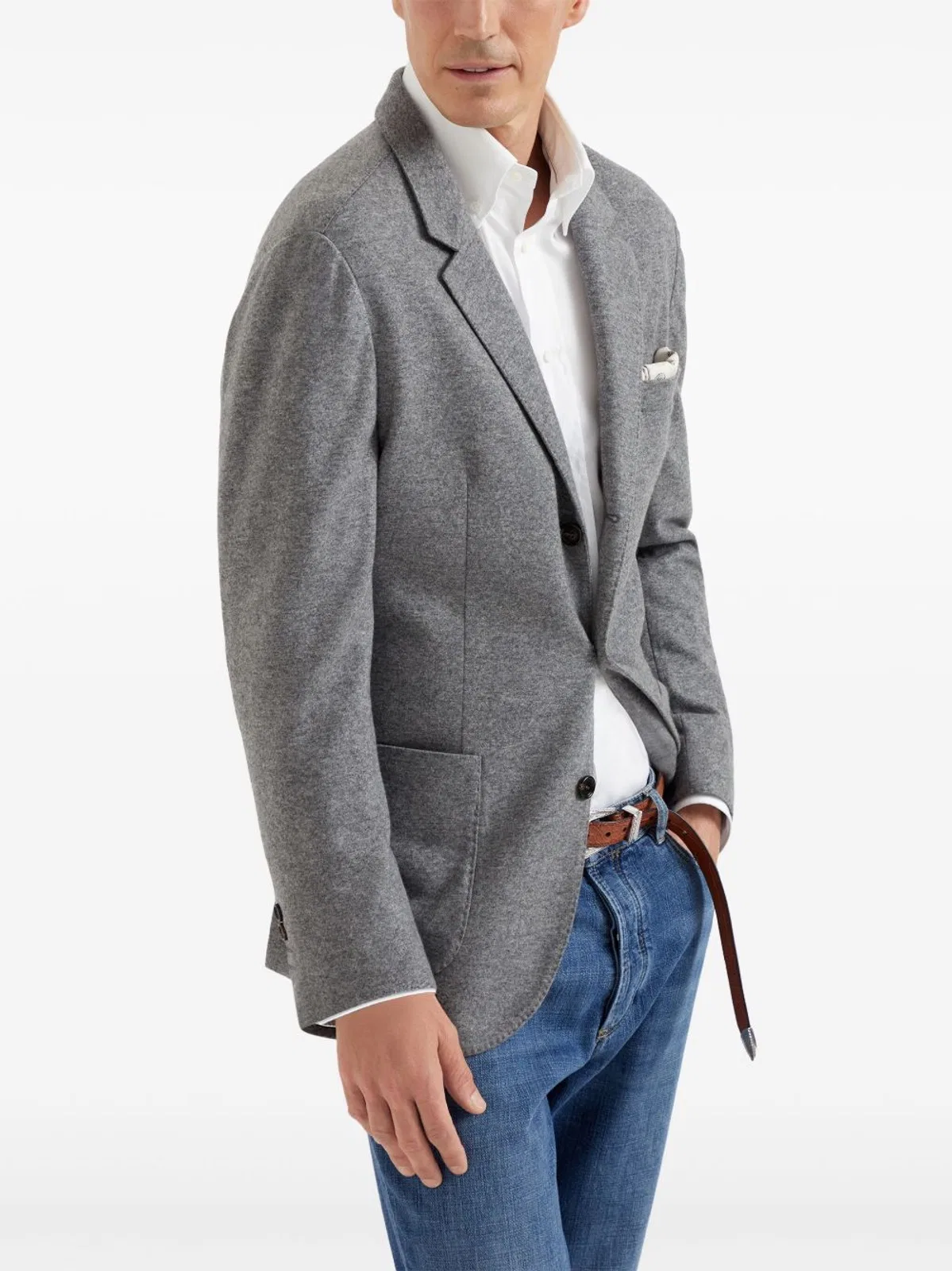 Brunello Cucinelli Cashmere Jersey Blazer With Patch Pocket