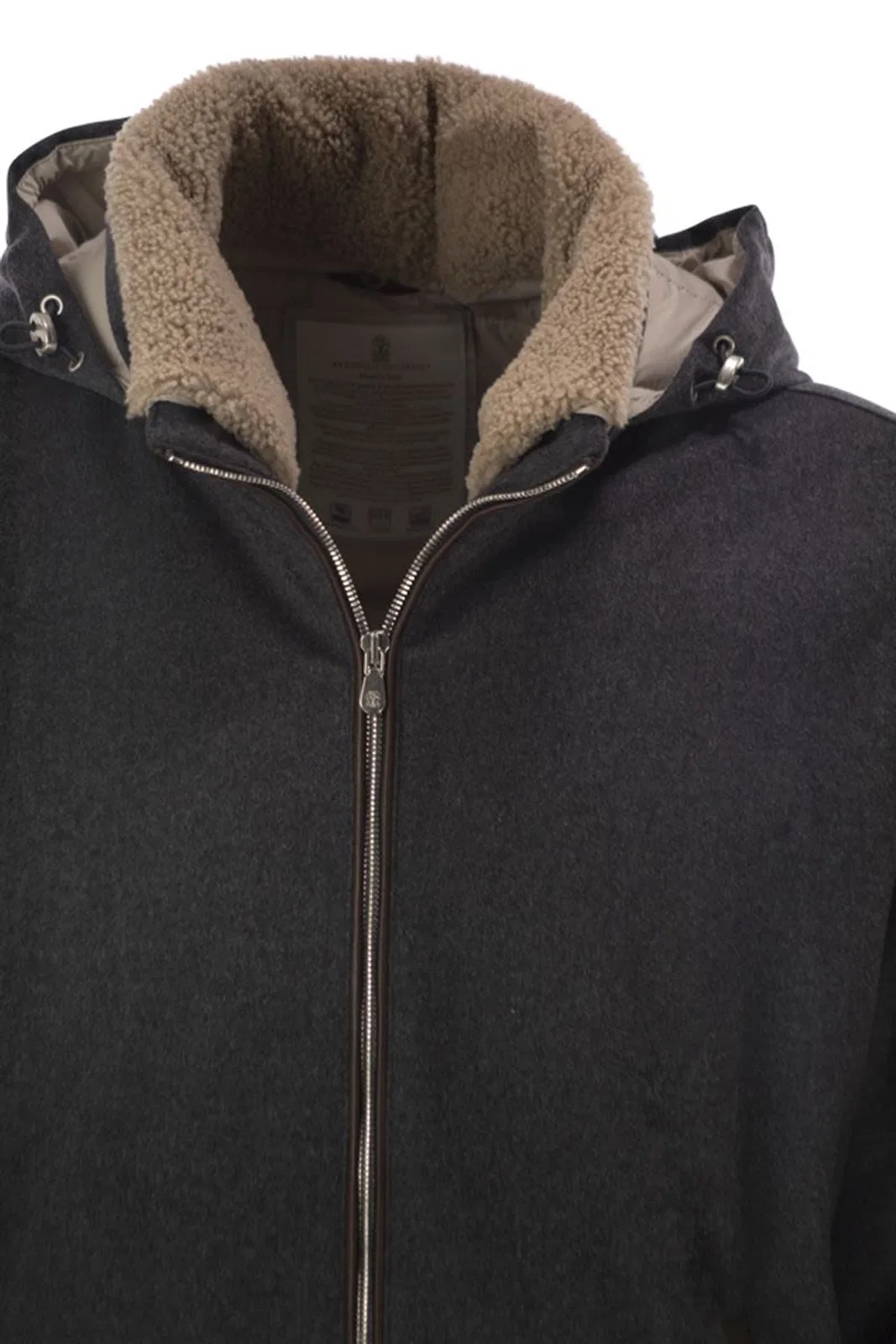 Brunello Cucinelli Membranated Wool Flannel Down Jacket Wit