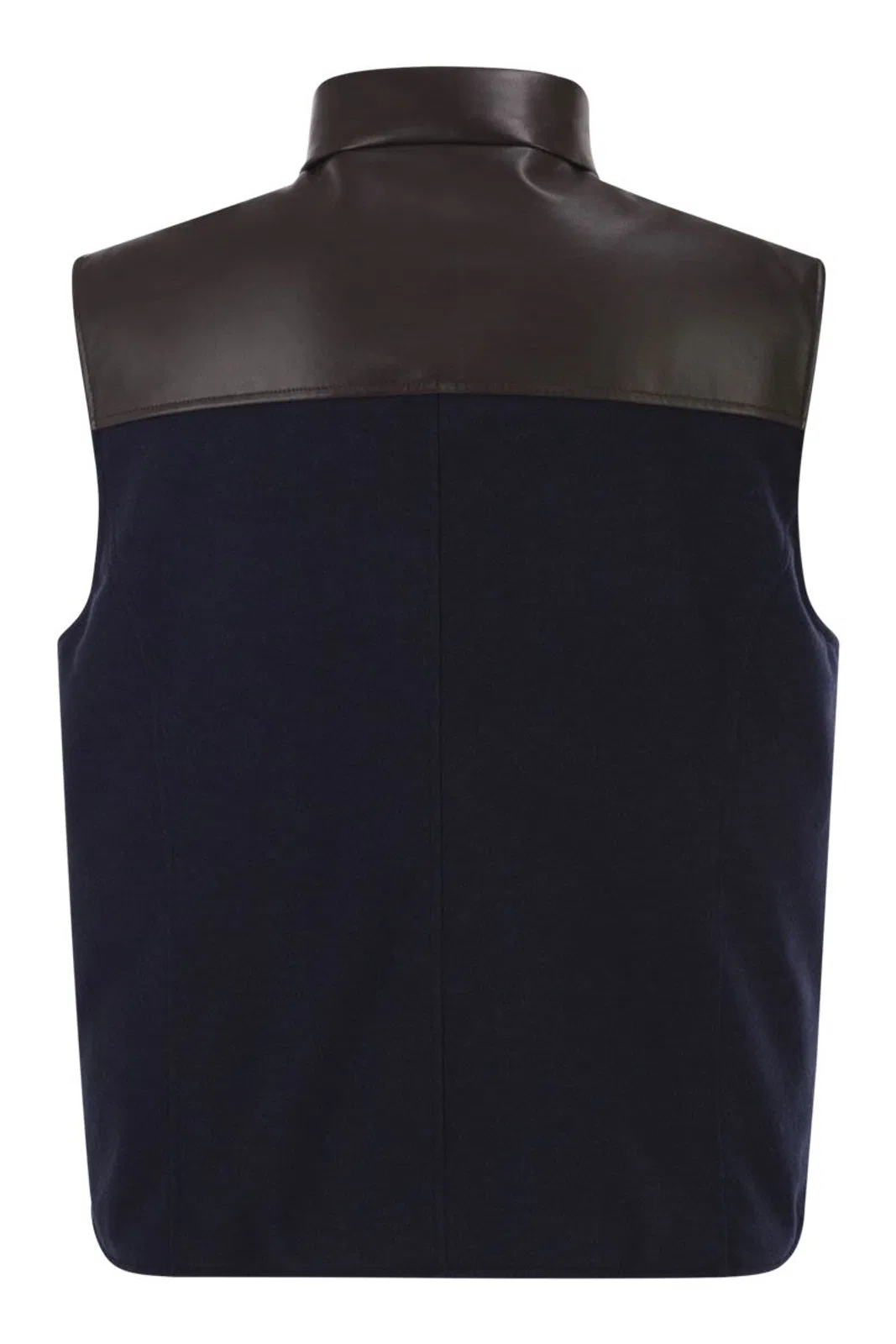 Brunello Cucinelli Wool Padded Gilet With Leather Trims And