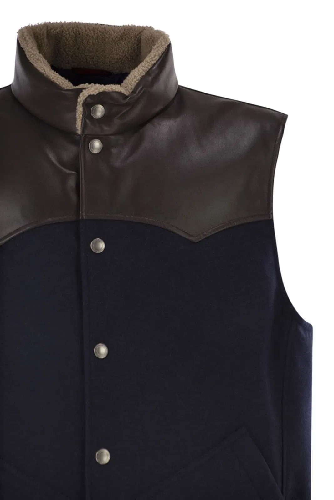 Brunello Cucinelli Wool Padded Gilet With Leather Trims And