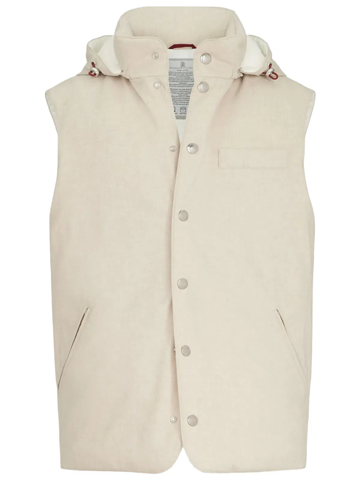 Brunello Cucinelli Bonded Wool Flannel Down Vest With Detac