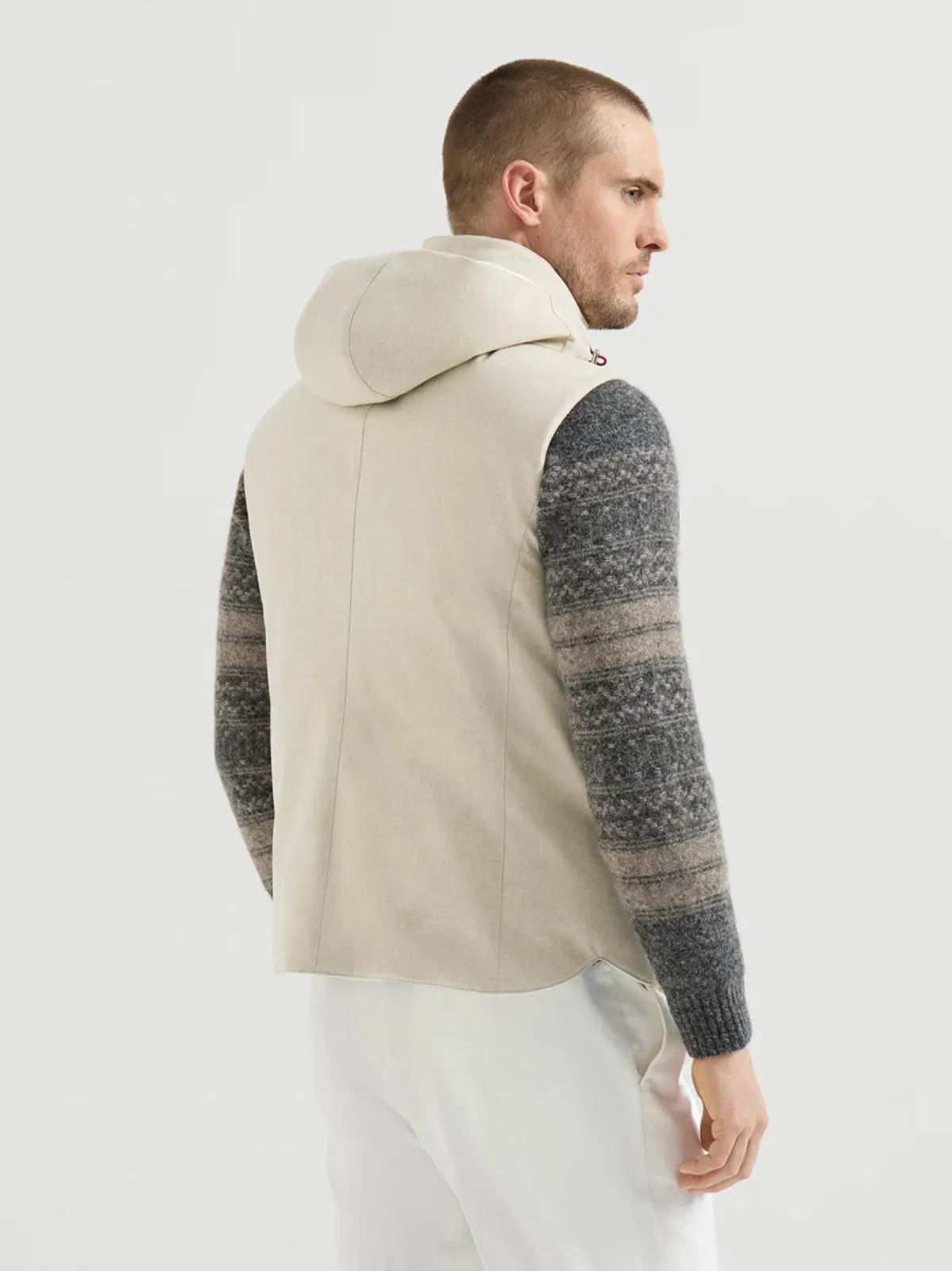 Brunello Cucinelli Bonded Wool Flannel Down Vest With Detac