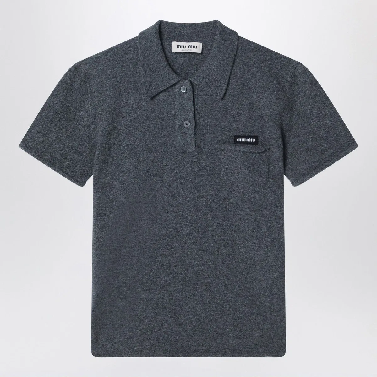 Miu Miu Slate Grey Cashmere Polo Shirt