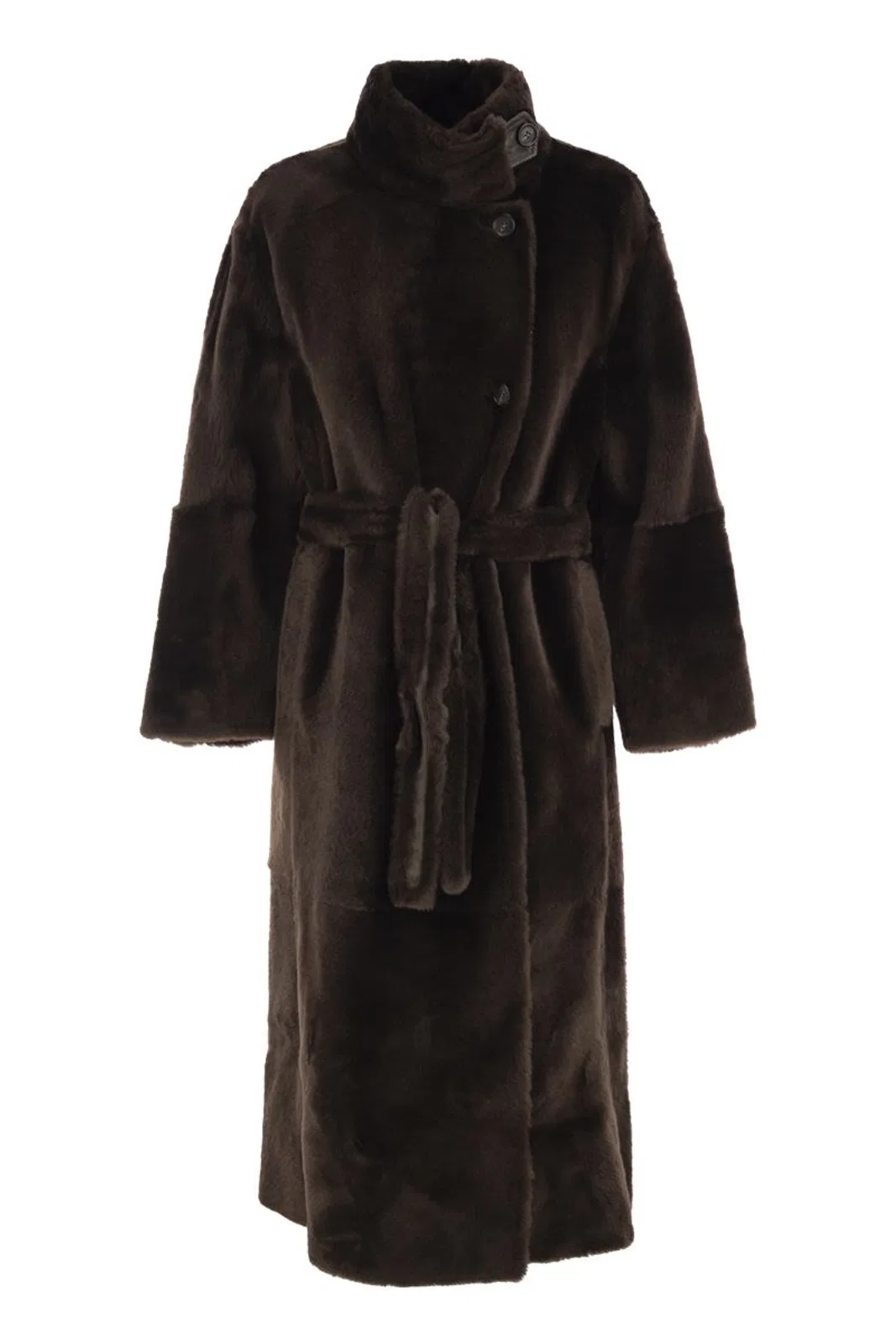 Brunello Cucinelli Long Shearling Coat With Belt