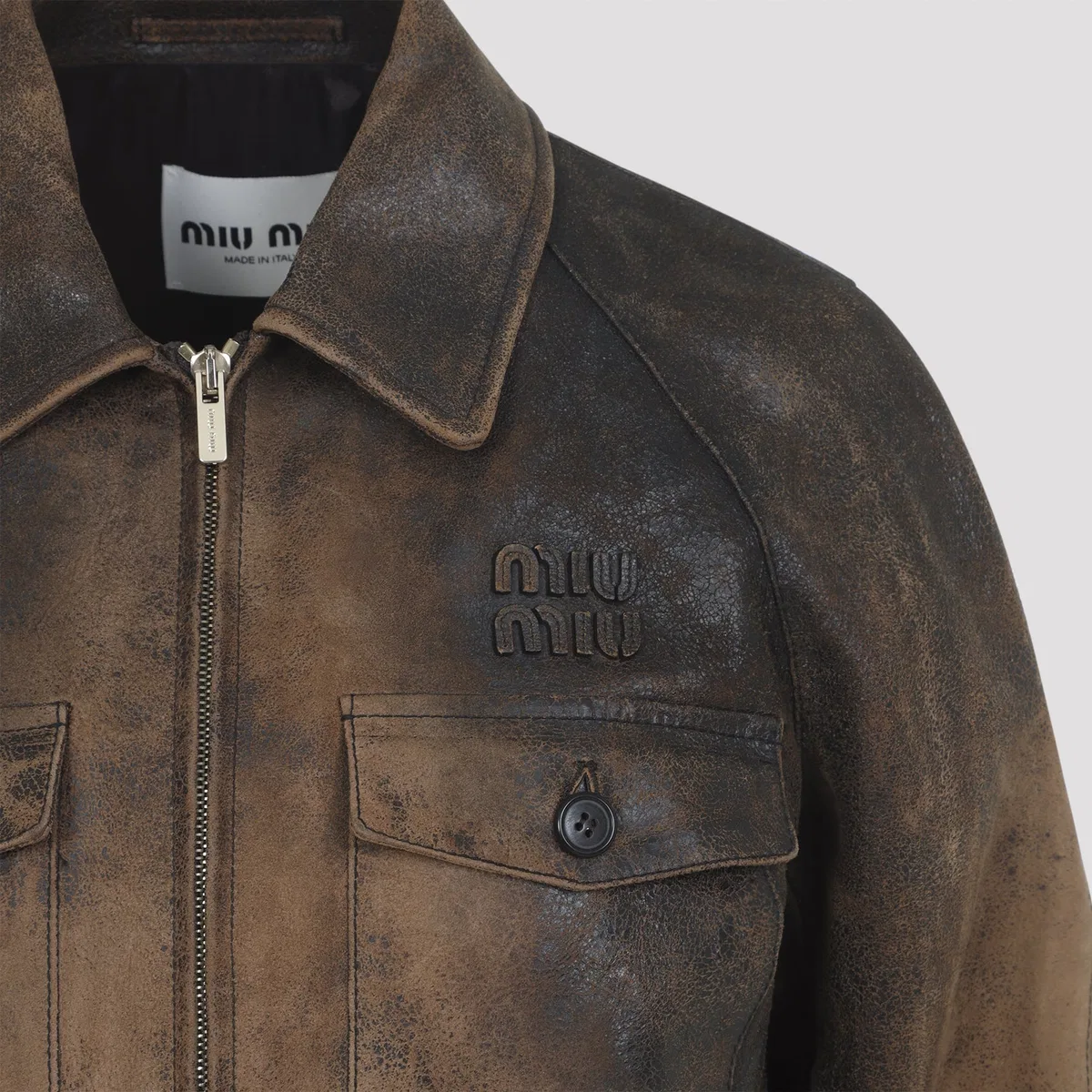 Miu Miu Brown Lamb Leather Jacket