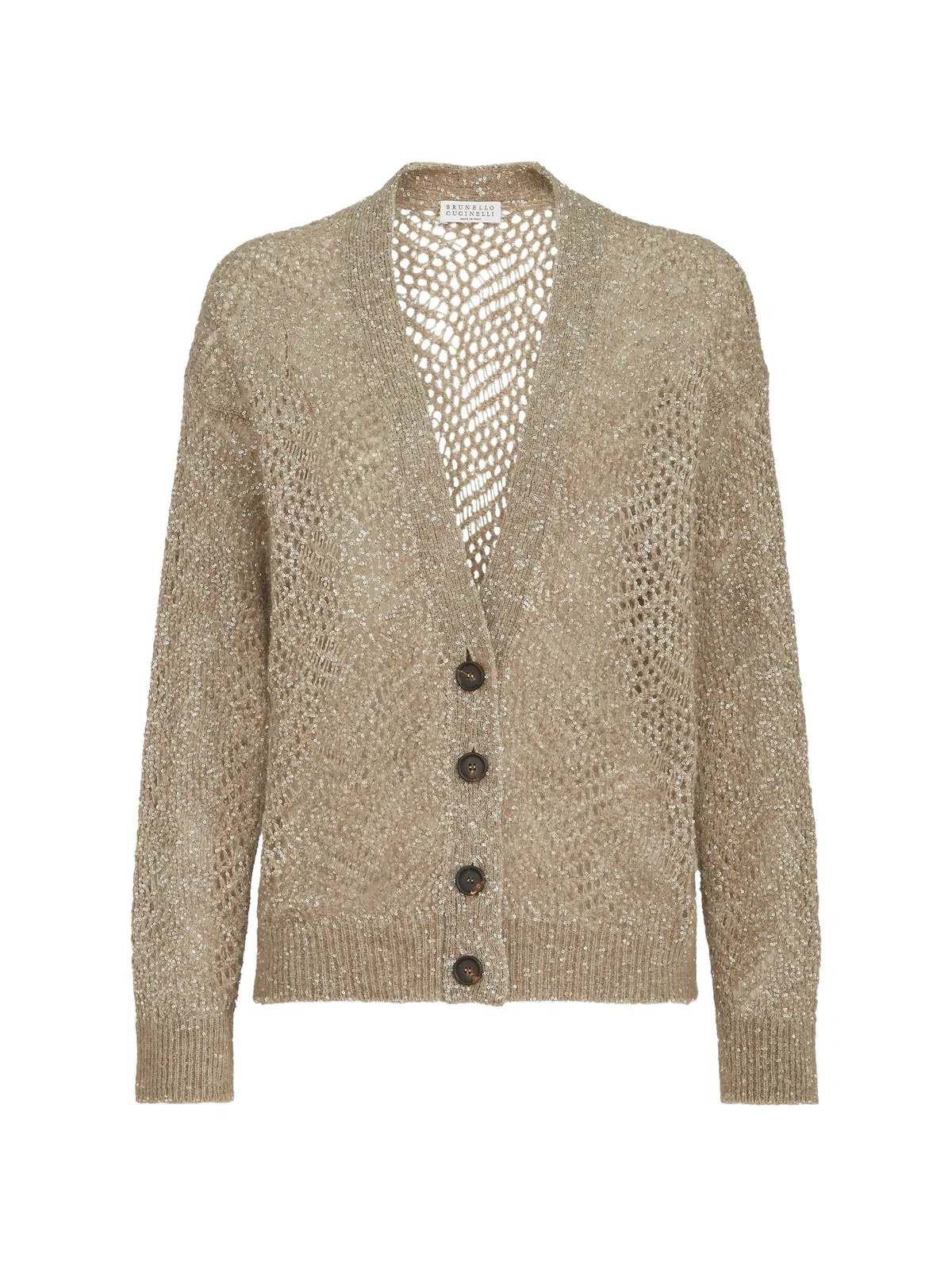 Brunello Cucinelli Openwork Mohair Cardigan With Sequins
