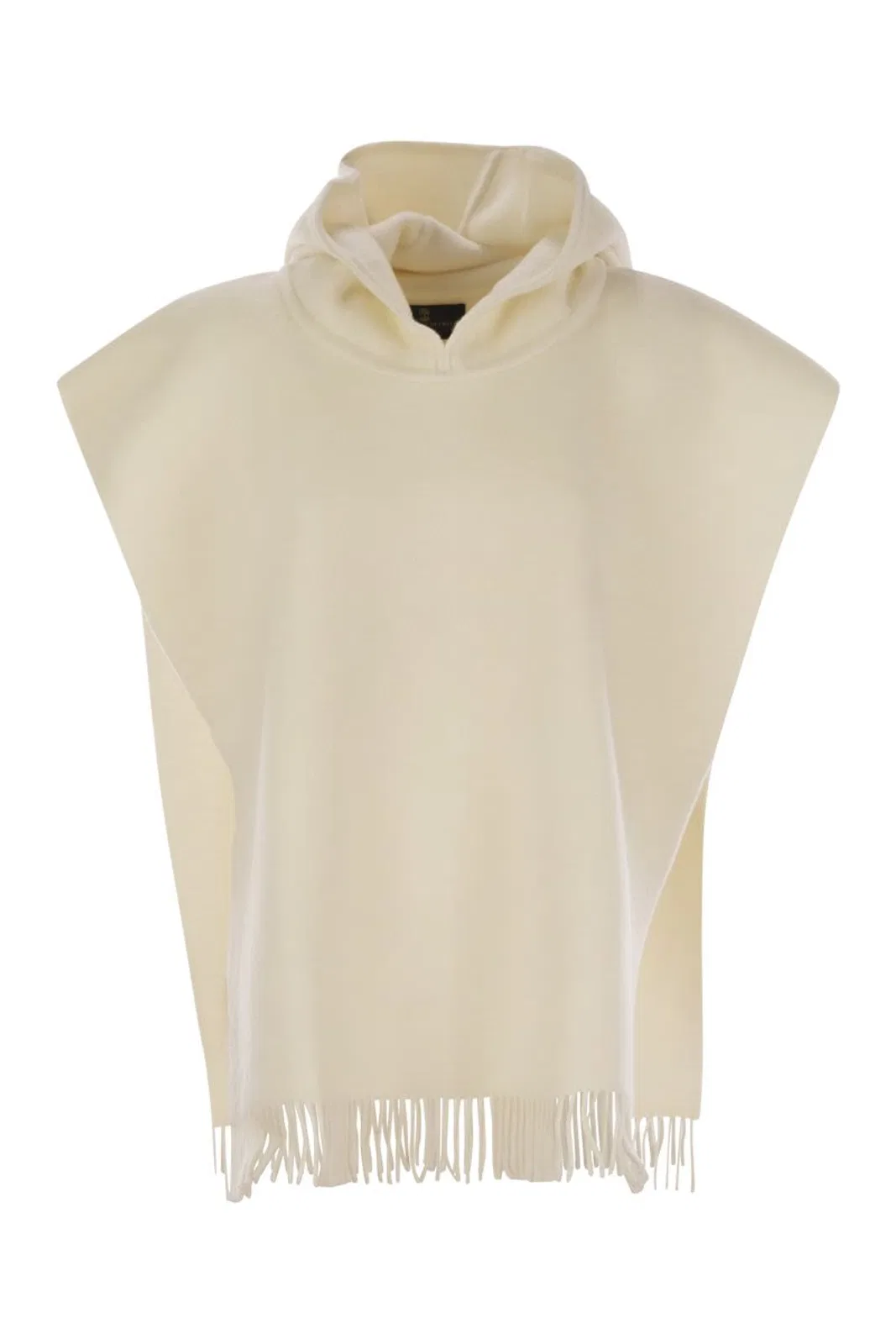 Brunello Cucinelli Double Knit Wool And Cashmere Poncho Wit