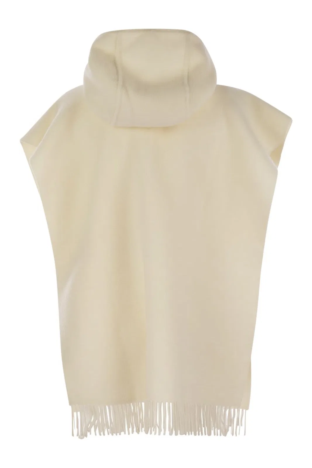 Brunello Cucinelli Double Knit Wool And Cashmere Poncho Wit