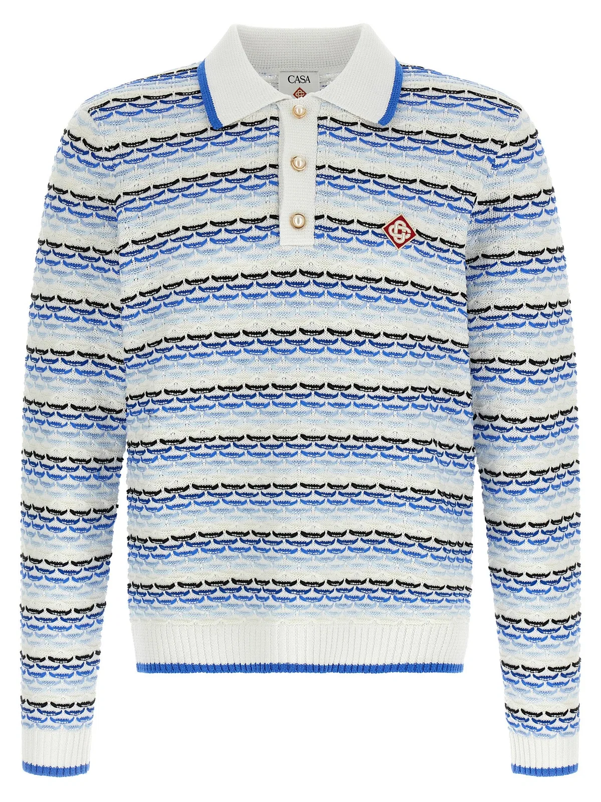 Casablanca 'Tuck Stitch Long Sleeve' Polo Shirt