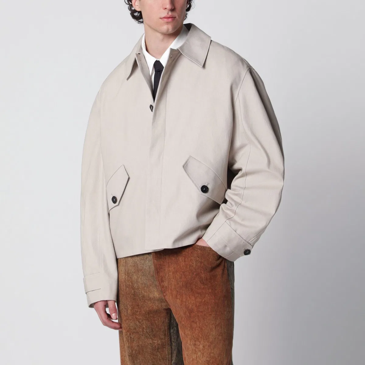 Sefr Séfr Short Beige Cotton Trench Coat