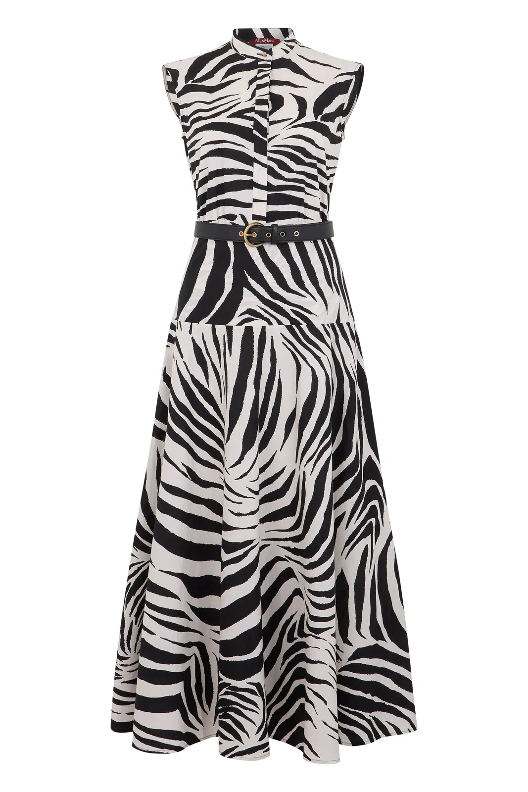 Max Mara Studio Midi Dress In Animal Print Cotton