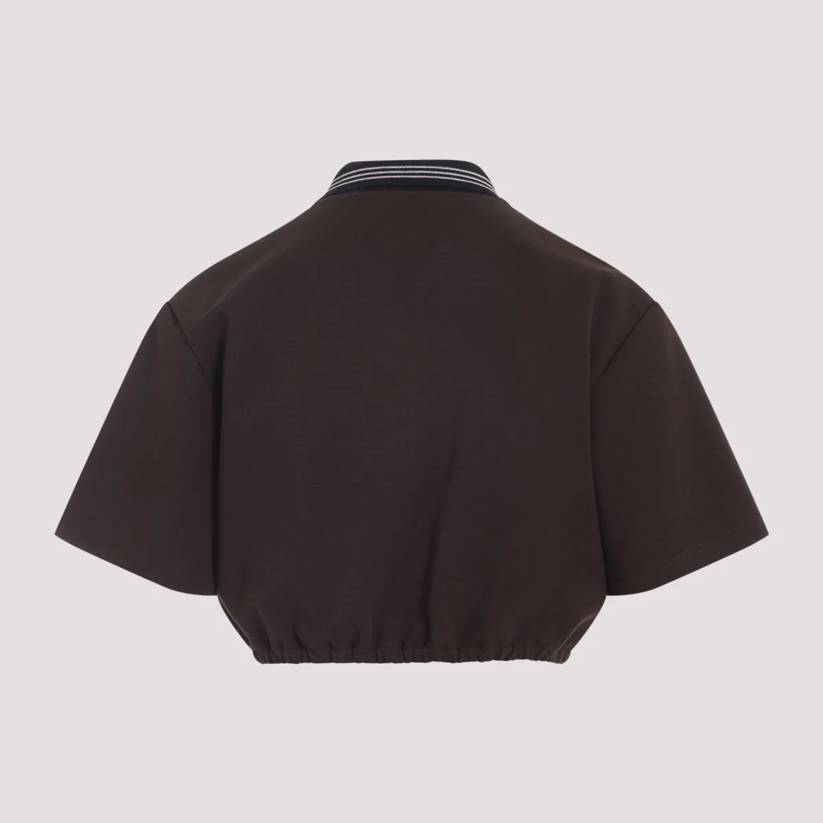 Miu Miu Cacao And Blue Cropped Viscose Top
