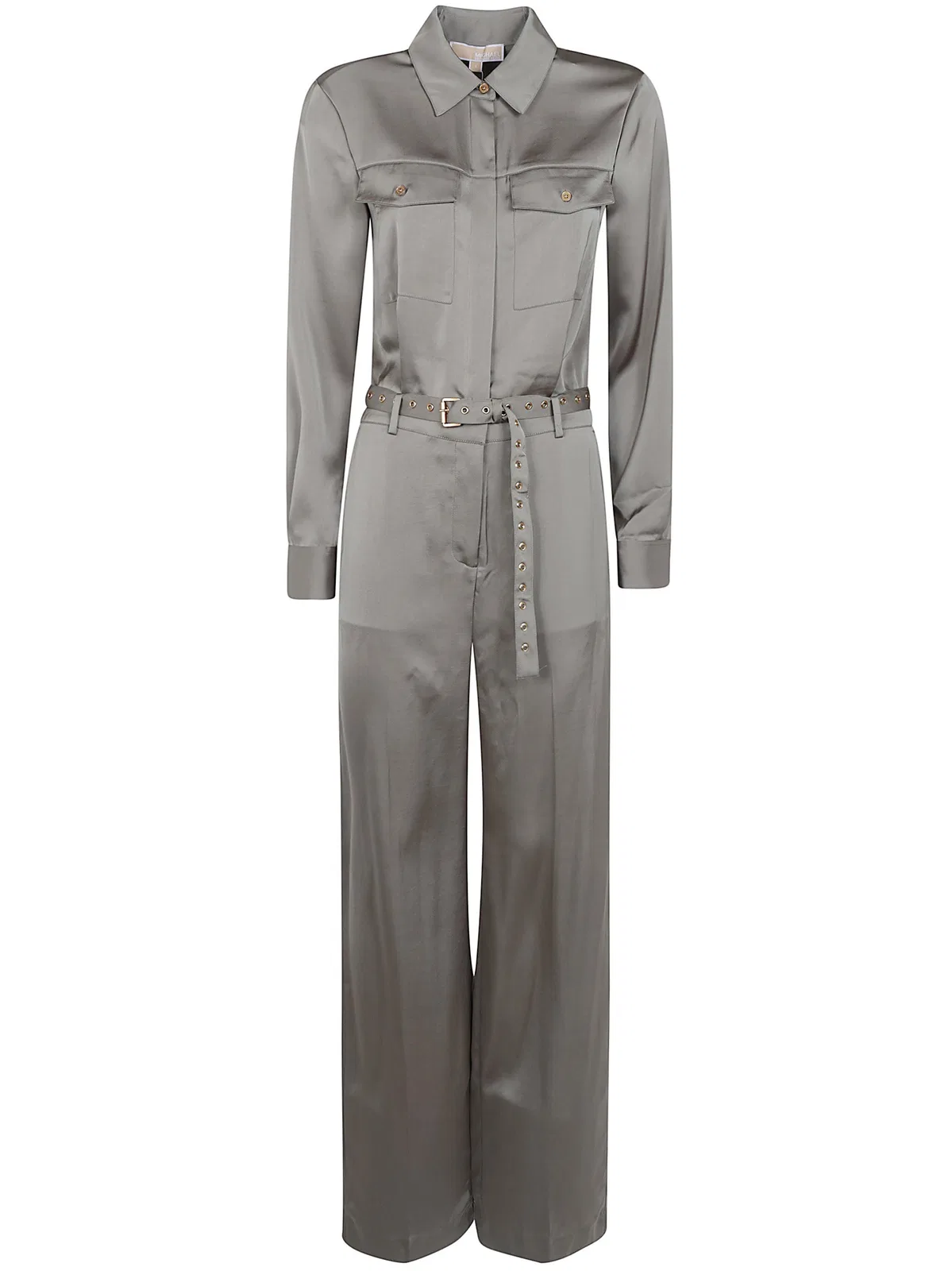 Michael Michael Kors Satin Longsleeve Jumpsuit