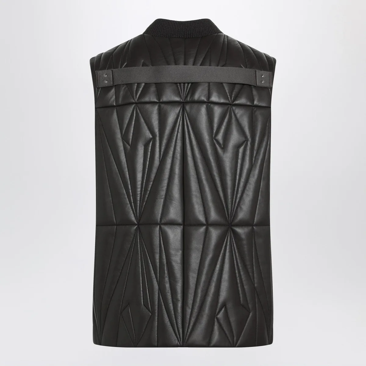 Moncler + rick owens Brown Faux Leather Zip-Up Vest