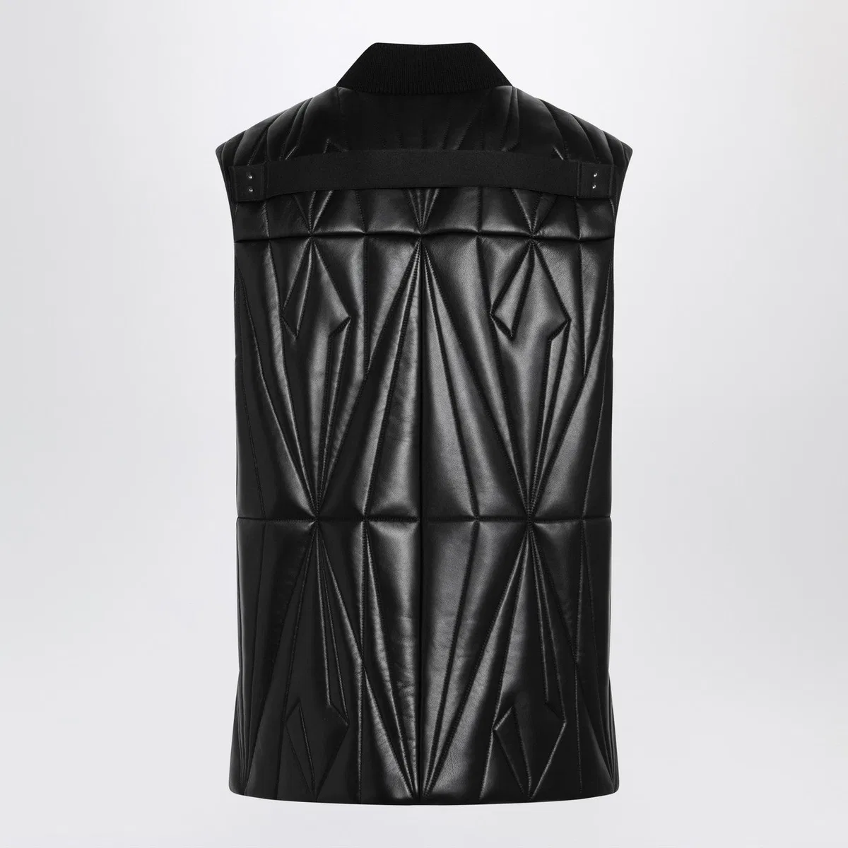 Moncler + rick owens Black Faux Leather Zip-Up Vest