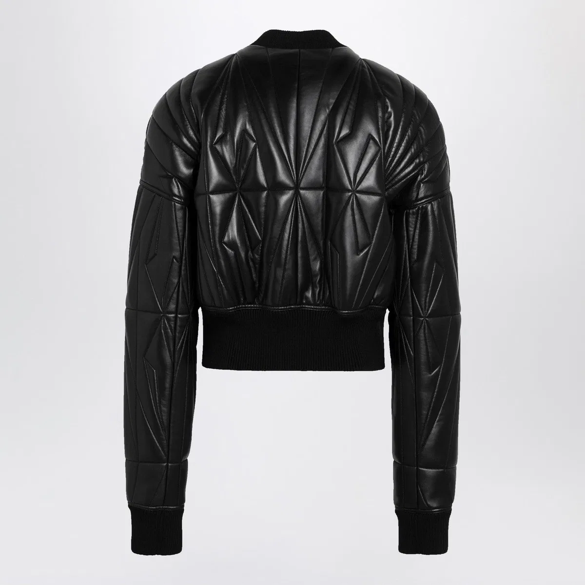 Moncler + rick owens Black Leather Zip-Up Bomber Jacket