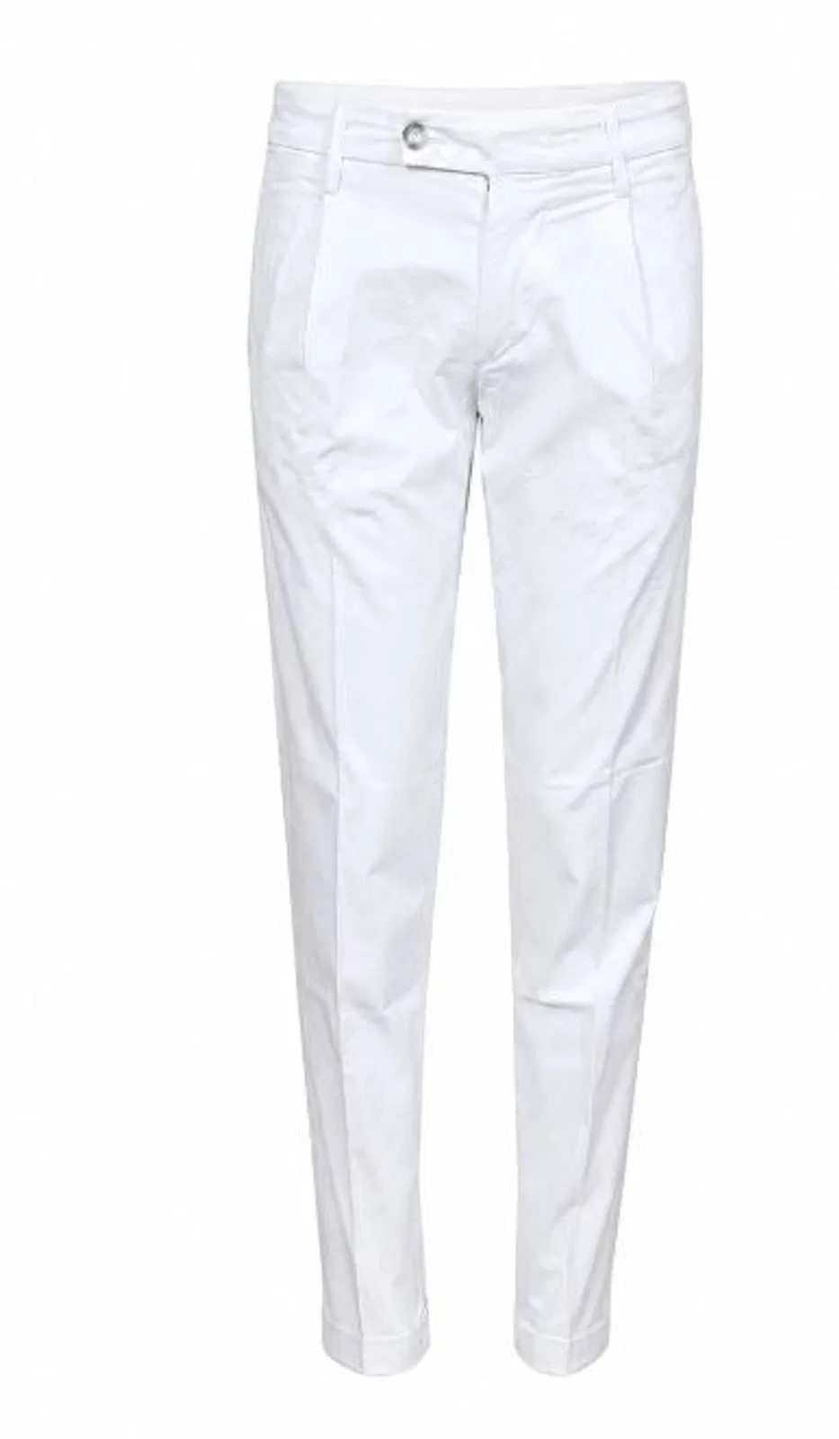 Rehash White Front Pleats Turn-Up Tro