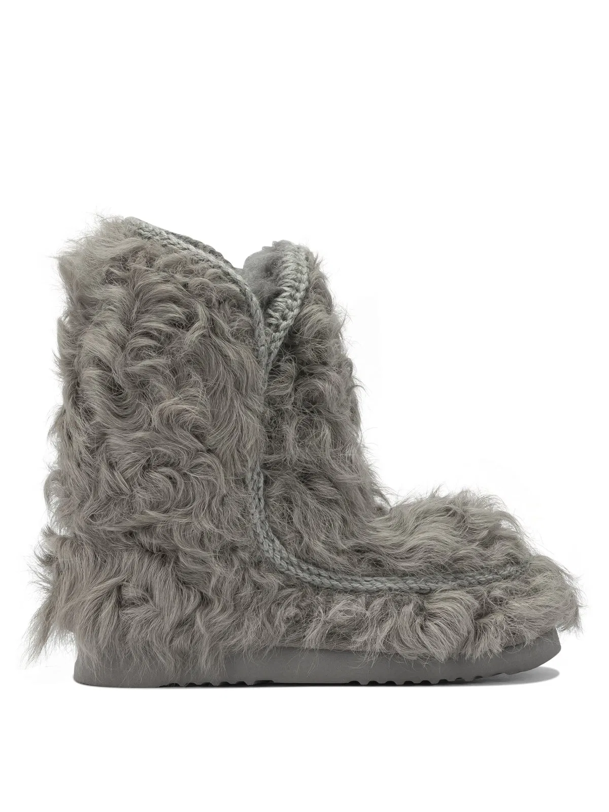 Mou Grey Sheepskin Ankle Boots