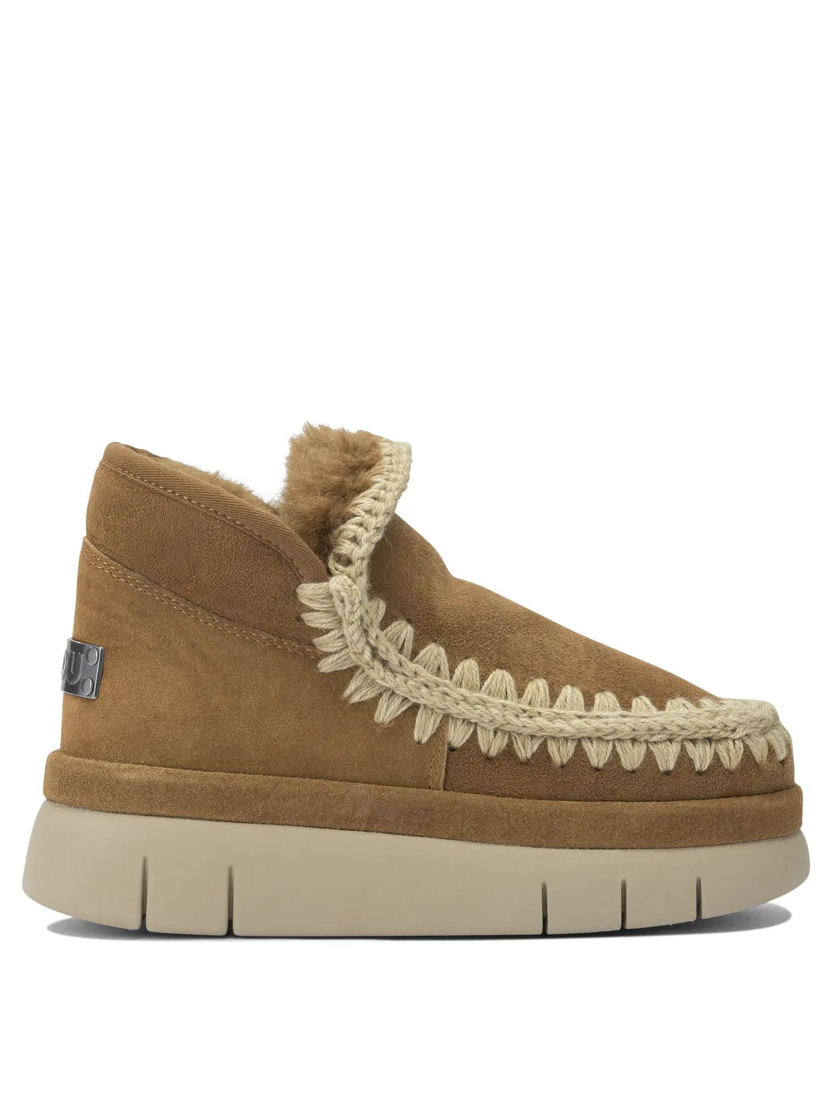 Mou Beige Sheepskin Ankle Boots