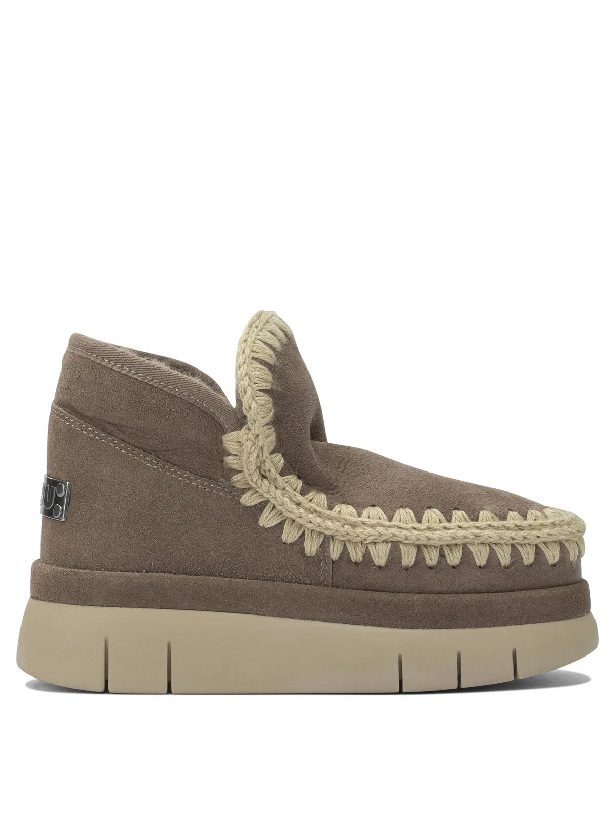 Mou Grey Sheepskin Ankle Boots