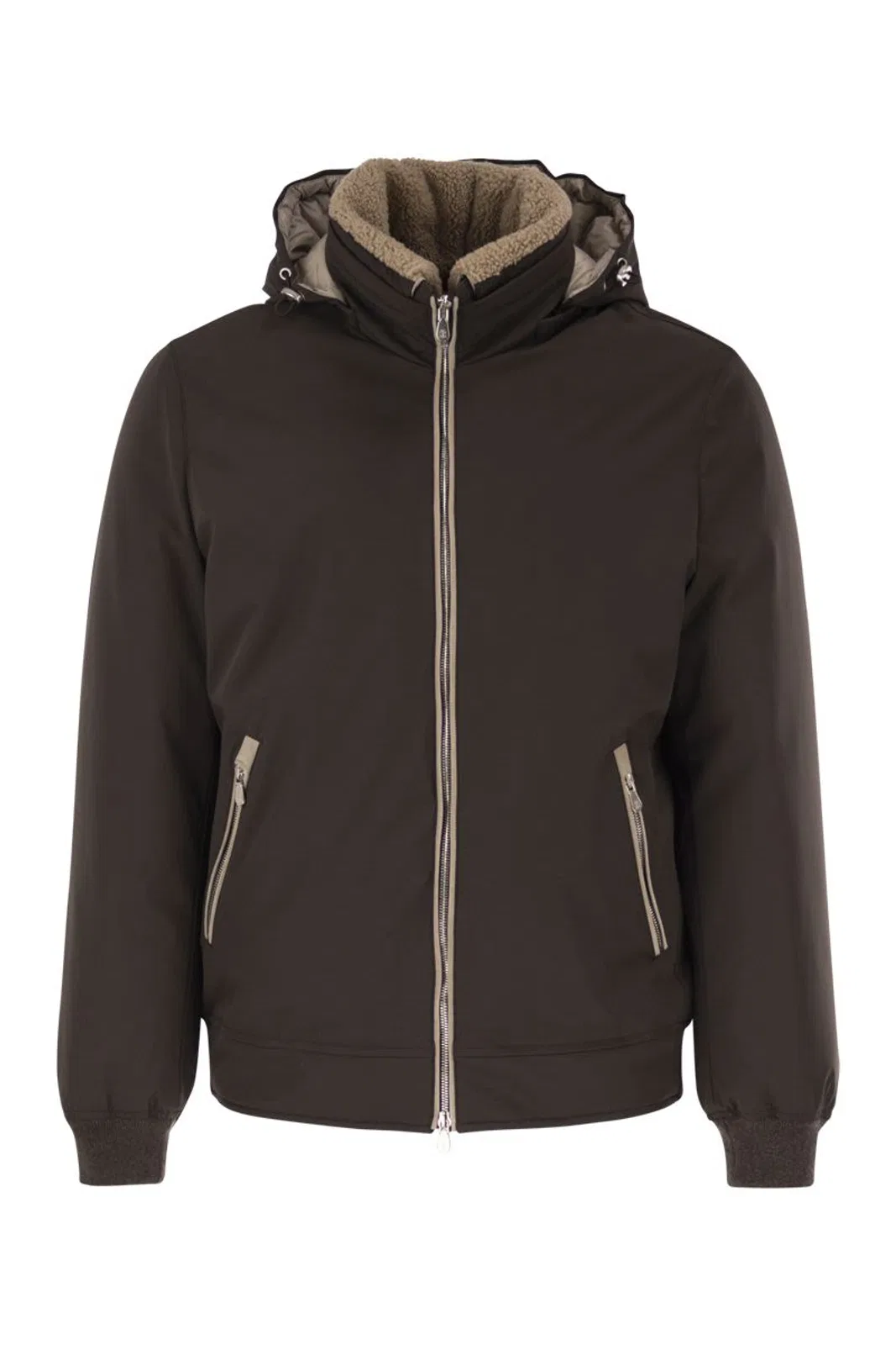 Brunello Cucinelli Padded Hooded Bomber Jacket With Shearli